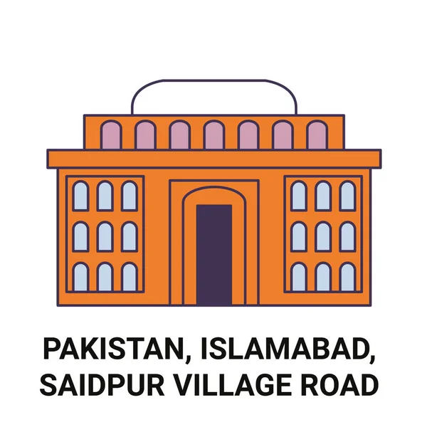 Pakistan Islamabad Saidpur Village Road Travel Landmark Line Vector Illustration — Stock Vector