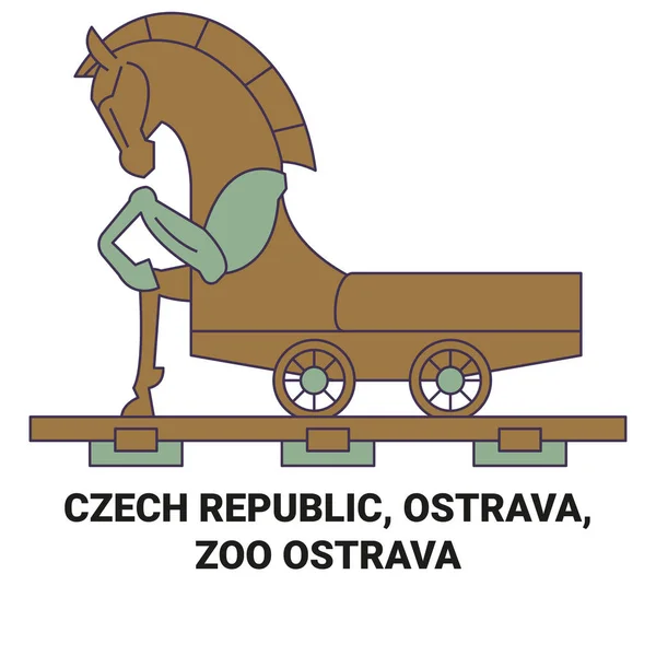 Чеська Республіка Острава Зоопарк Острава Travel Landmark Line Illustration — стоковий вектор