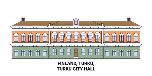 Finlandia Turku Turku City Hall Recorrido Hito Línea Vector Ilustración — Vector de stock