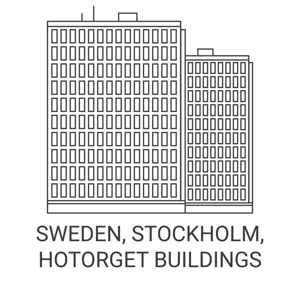 Svezia Stoccolma Hotorget Edifici Viaggi Pietra Miliare Linea Vettoriale Illustrazione — Vettoriale Stock