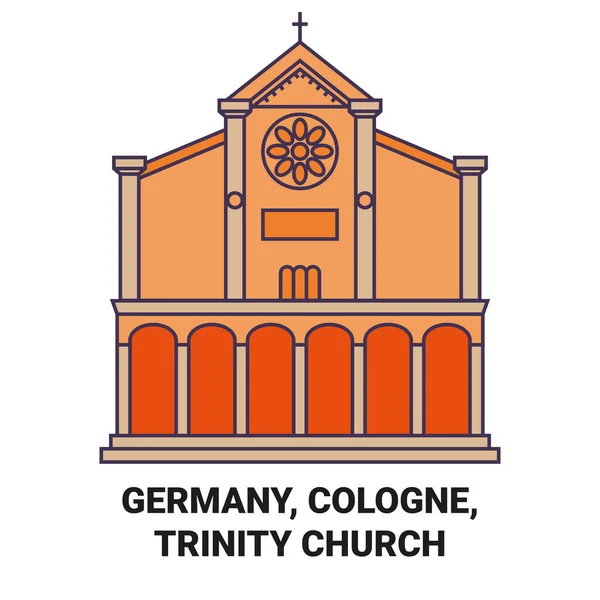 ドイツ ケルン トリニティ教会旅行ランドマークラインベクトルイラスト — ストックベクタ