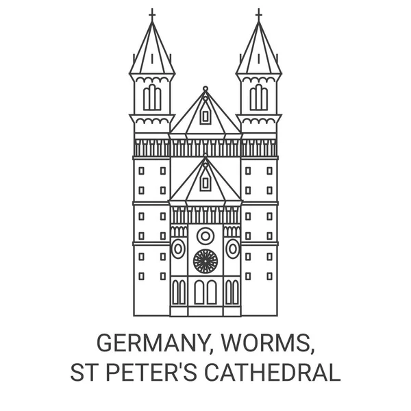 Niemcy Robaki Katedra Świętego Piotra Podróży Punkt Orientacyjny Linii Wektor — Wektor stockowy