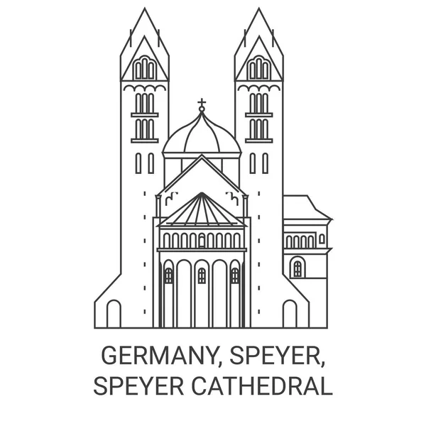 Almanya Speyer Speyer Katedrali Şehir Simgesi Çizgisi Çizimi — Stok Vektör