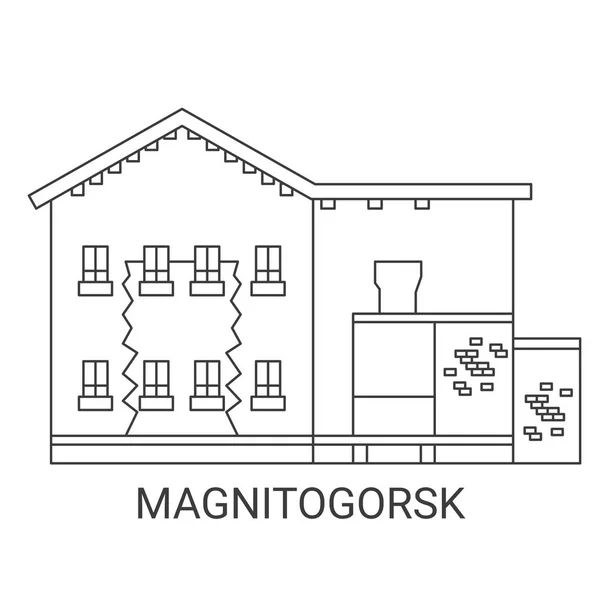 Russia Magnitogorsk Viaggi Pietra Miliare Linea Vettoriale Illustrazione — Vettoriale Stock