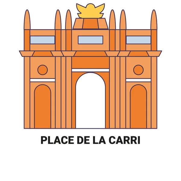 Γαλλία Place Carri Ταξίδια Ορόσημο Γραμμή Διανυσματική Απεικόνιση — Διανυσματικό Αρχείο