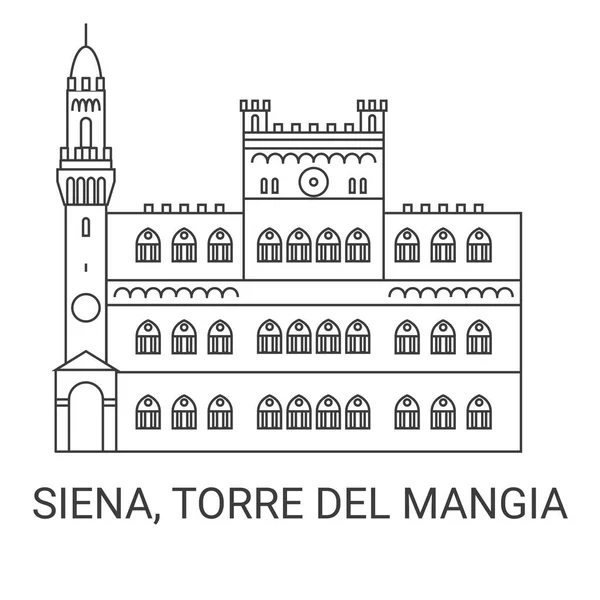 Italia Siena Torre Del Mangia Immagini Vettoriali Riferimento Viaggio — Vettoriale Stock