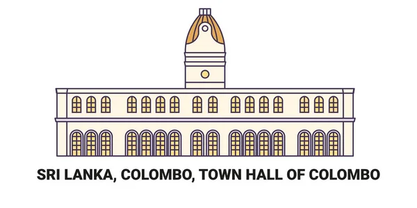 Sri Lanka Colombo Colombo Belediye Salonu Seyahat Çizgisi Vektör Ilüstrasyonu — Stok Vektör