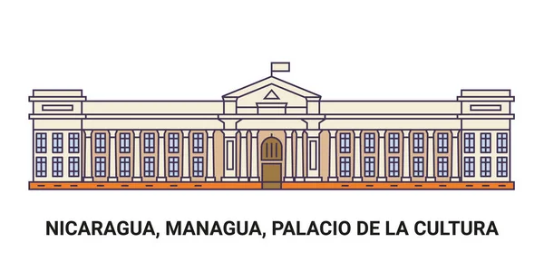 Nicaragua Managua Palacio Cultura Ilustración Vector Línea Referencia Viaje — Archivo Imágenes Vectoriales