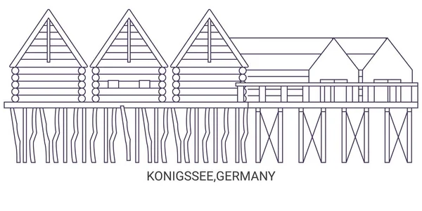 Deutschland Königssee Reise Meilenstein Linie Vektor Illustration — Stockvektor