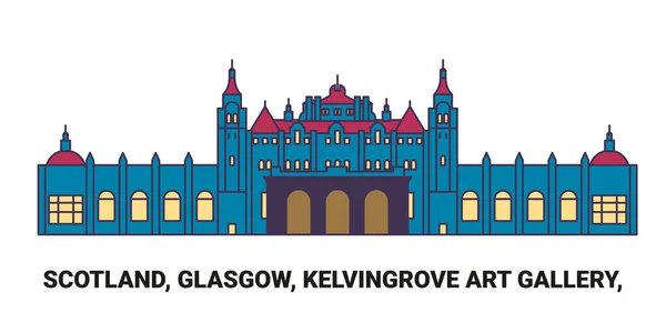 Шотландия Глазго Художественная Галерея Кельвингроув Векторная Иллюстрация — стоковый вектор