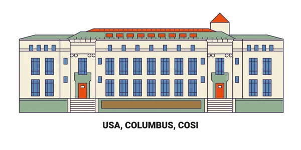 Usa Columbus Cosi Ταξίδι Ορόσημο Γραμμή Διανυσματική Απεικόνιση — Διανυσματικό Αρχείο