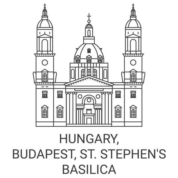 Ungern Budapest Stephens Basilika Resa Landmärke Linje Vektor Illustration — Stock vektor