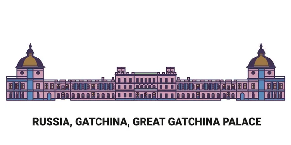 Rosja Gatchina Wielki Pałac Gatchina Podróże Punkt Orientacyjny Linii Wektor — Wektor stockowy