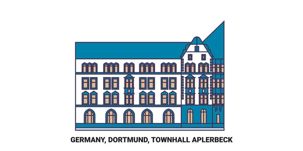 ドイツ ドルトムント タウンホール アペルベックトラベルランドマークラインベクトルイラスト — ストックベクタ