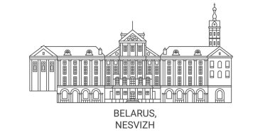 Belarus, Nesvizh seyahat çizgisi çizgisi çizimi