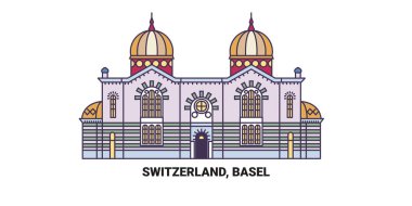 İsviçre, Basel, seyahat tarihi vektör çizelgesi çizimi
