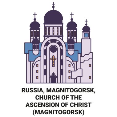 Rusya, Magnitogorsk, İsa 'nın Yükselişi Kilisesi seyahat çizgisi çizimi