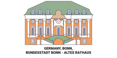 Almanya, Bonn, Bundesstadt Bonn Altes Rathaus seyahat çizgisi vektör ilüstrasyonu