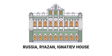 Rusya, Ryazan, Ignatiev Evi, seyahat çizgisi vektör ilüstrasyonu