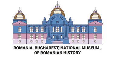 Romanya, Bükreş, Ulusal Müze ve Romanya Tarihi tarihi tarihi tarihi seyahat çizgisi illüstrasyonları