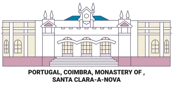 Portugal Coimbra Mosteiro Santa Claraanova Viagem Marco Linha Vetor Ilustração — Vetor de Stock