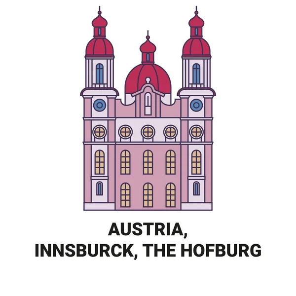 Austria Innsburck Hofburg Viaje Hito Línea Vector Ilustración — Vector de stock