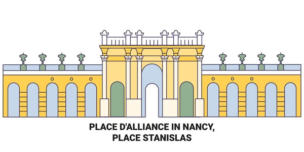 France Place Dalliance Nancy Place Stanislas Travel Landmark Line Vector — Stock Vector