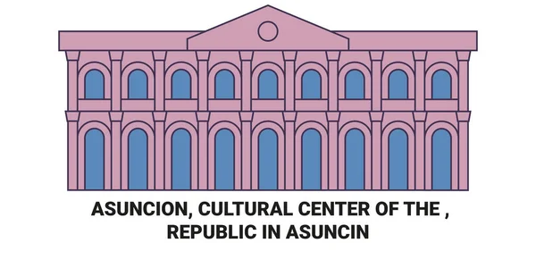 Paraguay Asuncion Kulturzentrum Der Republik Asuncin Reise Meilenstein Linienvektorillustration — Stockvektor