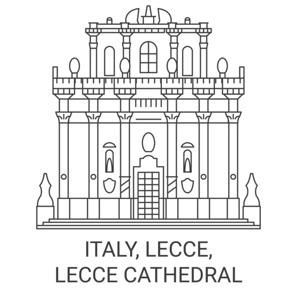 Talya Lecce Lecce Katedrali Seyahat Çizgisi Vektör Ilüstrasyonu — Stok Vektör