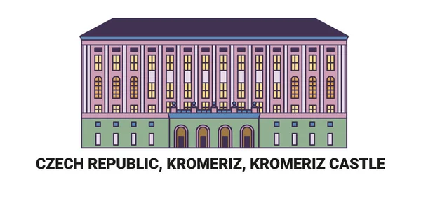 République Tchèque Kromeriz Kromeriz Château Voyage Illustration Vectorielle Ligne Historique — Image vectorielle