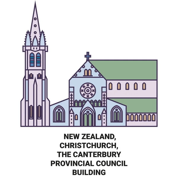 Nowa Zelandia Christchurch Rada Prowincji Canterbury Budynek Podróży Punkt Orientacyjny — Wektor stockowy