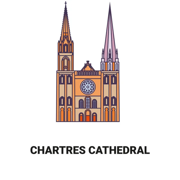 France Chartres Cathedral Travel Landmark Line Vector Illustration — Stock Vector