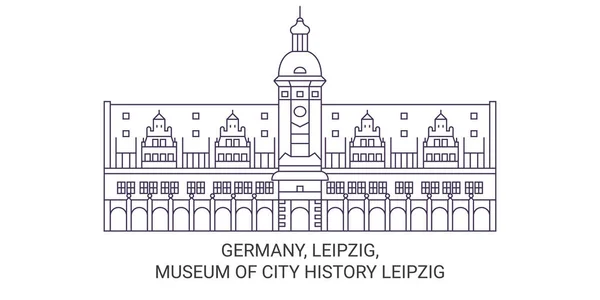 Allemagne Leipzig Musée Histoire Ville Illustration Vectorielle Ligne Voyage Leipzig — Image vectorielle