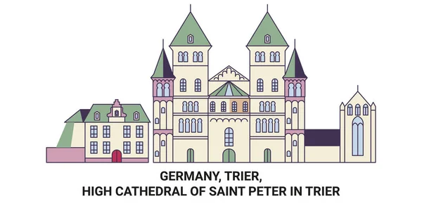 Německo Trier Vysoká Katedrála Petra Trier Cestování Mezník Linie Vektor — Stockový vektor
