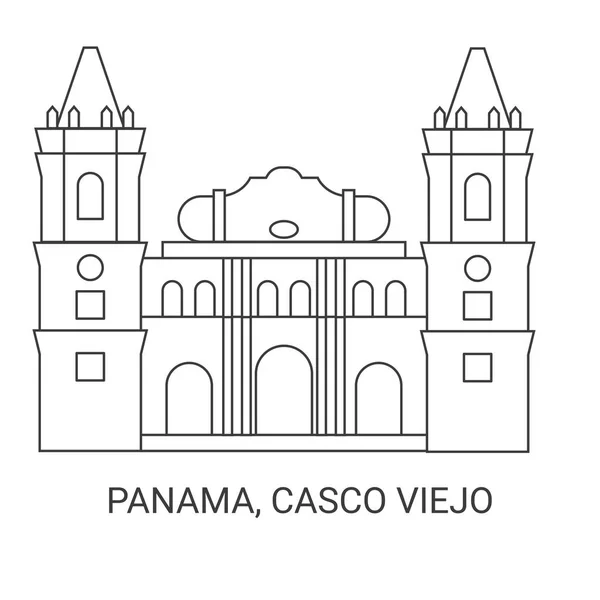 Panama Casco Viejo Podróż Punkt Orientacyjny Linia Wektor Ilustracja — Wektor stockowy
