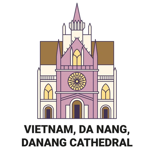 Вьетнам Нанг Данангский Собор Векторная Иллюстрация — стоковый вектор