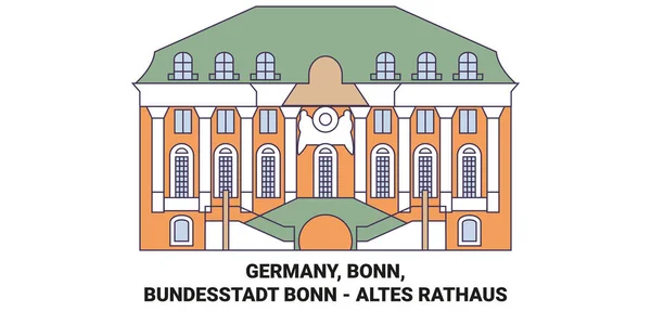 Tyskland Bonn Bundesstadt Bonn Altes Rathaus Resa Landmärke Linje Vektor — Stock vektor