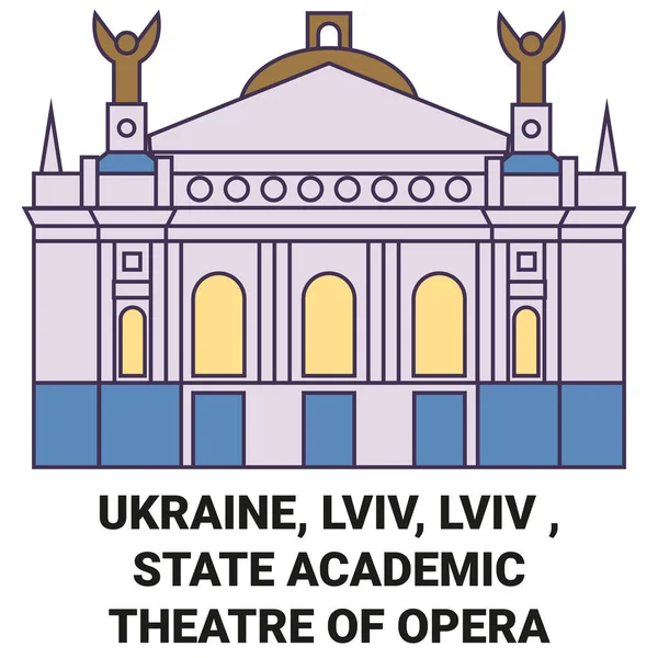 Ukraine Lviv Lviv Théâtre Académique État Opéra Voyage Illustration Vectorielle — Image vectorielle