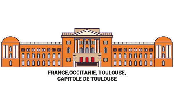 France Occitanie Toulouse Capitole Toulouse Illustration Vectorielle Ligne Voyage — Image vectorielle