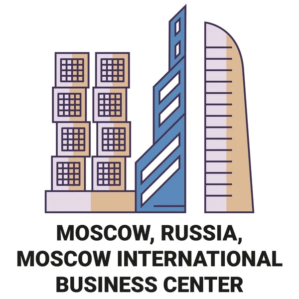 Rusya Moskova Moskova Uluslararası Merkezi Seyahat Çizgisi Vektör Ilüstrasyonu — Stok Vektör