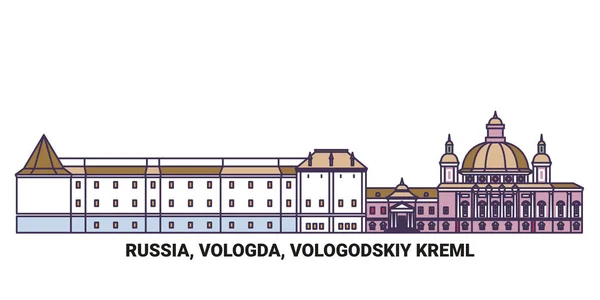 Rusya Vologda Vologodskiy Kreml Seyahat Çizgisi Çizelgesi Çizimi — Stok Vektör