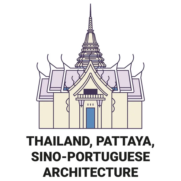 Thailand Pattaya Sinoportuguese Architectuur Reizen Oriëntatiepunt Vector Illustratie — Stockvector