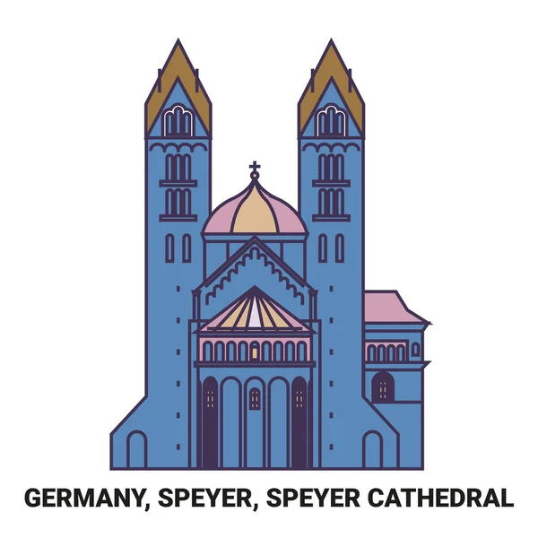 ドイツ シュピーヤー シュピーヤー大聖堂旅行ランドマークラインベクトルイラスト — ストックベクタ