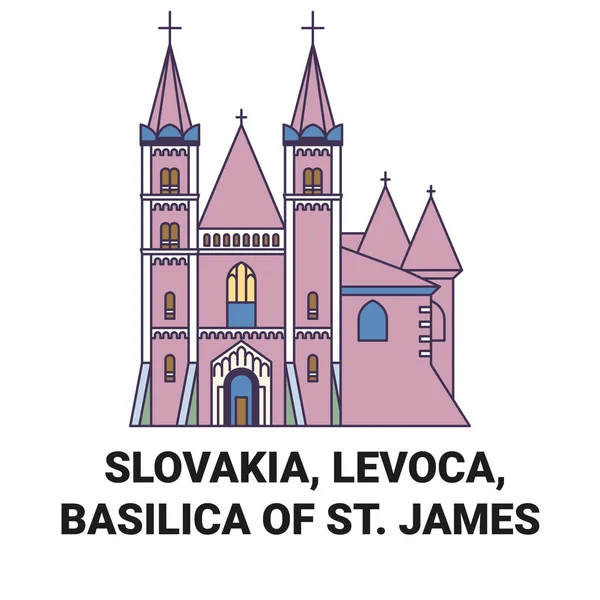 Σλοβακία Levoca Βασιλική Του Αγίου Ιακώβου Ταξίδια Ορόσημο Γραμμή Διανυσματική — Διανυσματικό Αρχείο