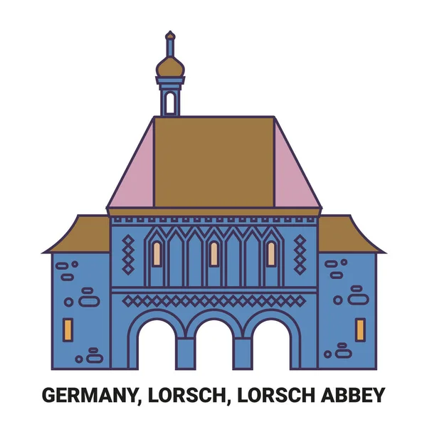 Germany Lorsch Lorsch Abbey Travel Landmark Line Vector Illustration — Stock Vector