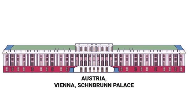 Österreich Wien Schloss Schnbrunn Reisesehenswürdigkeit Linienvektorillustration — Stockvektor