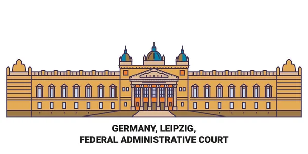 Tyskland Leipzig Federala Förvaltningsdomstolen Resa Landmärke Linje Vektor Illustration — Stock vektor