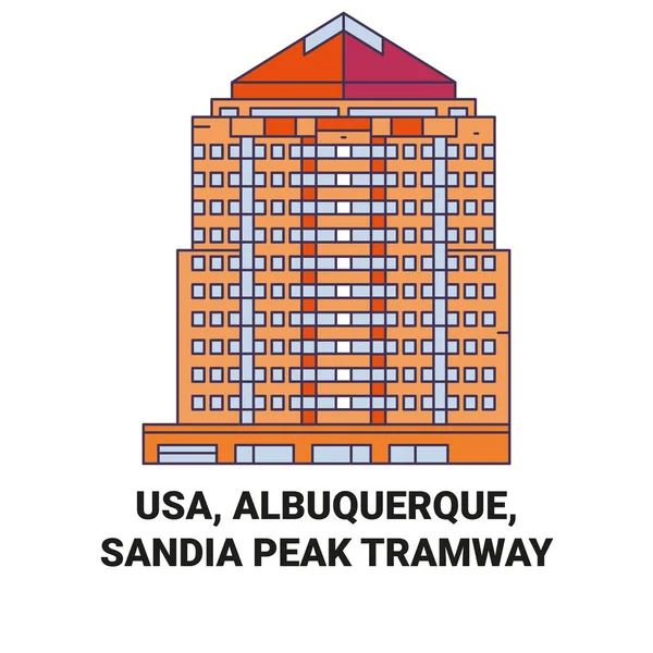 Usa Albuquerque Sandia Peak Tramvay Seyahat Hattı Vektör Çizimi — Stok Vektör