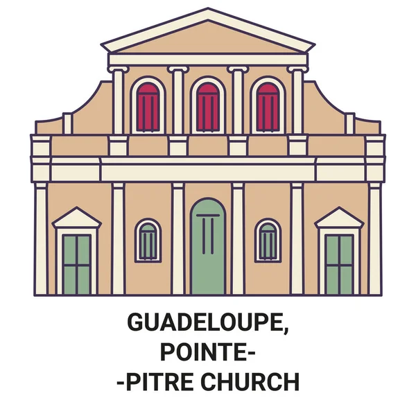 Guadeloupe Pointepitre Kyrkan Resa Landmärke Linje Vektor Illustration — Stock vektor