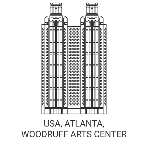 Usa Atlanta Woodruff Arts Center Utazás Mérföldkő Vonal Vektor Illusztráció — Stock Vector